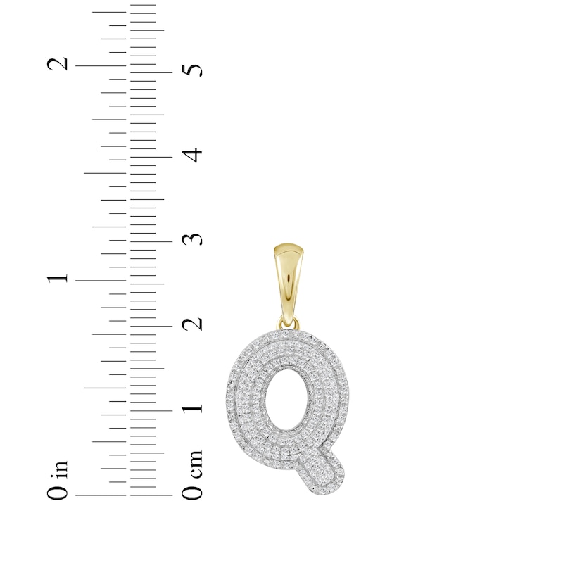 Main Image 3 of Diamond Puff Letter Q Initial Charm 1/3 ct tw 10K Yellow Gold