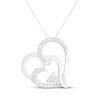 Thumbnail Image 1 of Diamond Double Tilted Heart Necklace 1/10 ct tw Sterling Silver 18&quot;