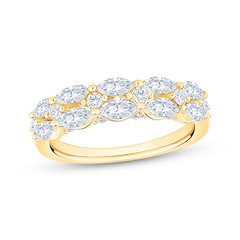 Main Image 1 of Now + Forever Marquise & Round-Cut Diamond Anniversary Ring 1-1/5 ct tw 14K Yellow Gold