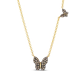 Le Vian Diamond Butterfly Station Necklace 1/5 ct tw 14K Honey Gold 19"