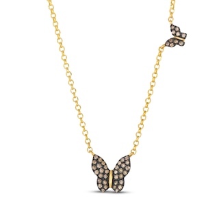 Le Vian Diamond Butterfly Station Necklace 1/5 ct tw 14K Honey Gold 19"