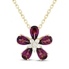 Thumbnail Image 1 of Pear-Shaped Rhodolite Garnet & Diamond Flower Necklace 1/15 ct tw 10K Yellow Gold 18&quot;