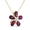 Thumbnail Image 2 of Pear-Shaped Rhodolite Garnet & Diamond Flower Necklace 1/15 ct tw 10K Yellow Gold 18&quot;