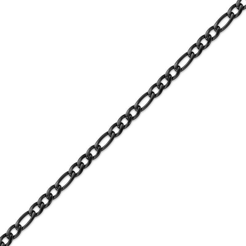 Main Image 2 of Figaro Chain Necklace 6mm Black Ion-Plated Solid Stainless Steel 24&quot;