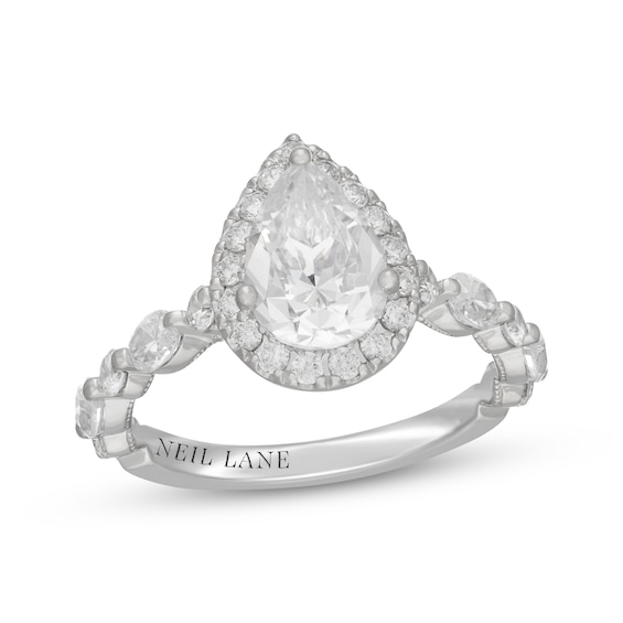 Neil Lane Premiere Pear-Shaped Diamond Halo Engagement Ring 2-3/8 ct tw 14K White Gold