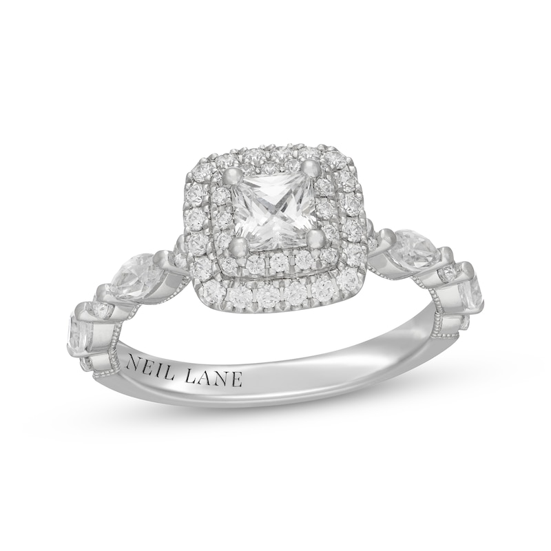 Main Image 1 of Neil Lane Premiere Princess-Cut Diamond Double Halo Engagement Ring 1-1/8 ct tw 14K White Gold