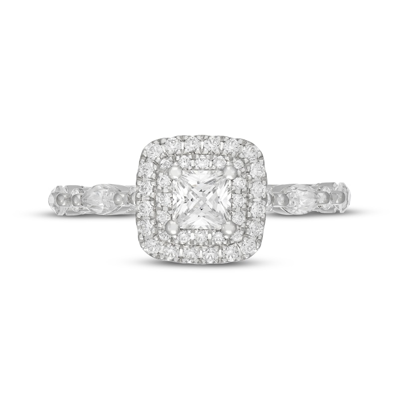 Main Image 3 of Neil Lane Premiere Princess-Cut Diamond Double Halo Engagement Ring 1-1/8 ct tw 14K White Gold