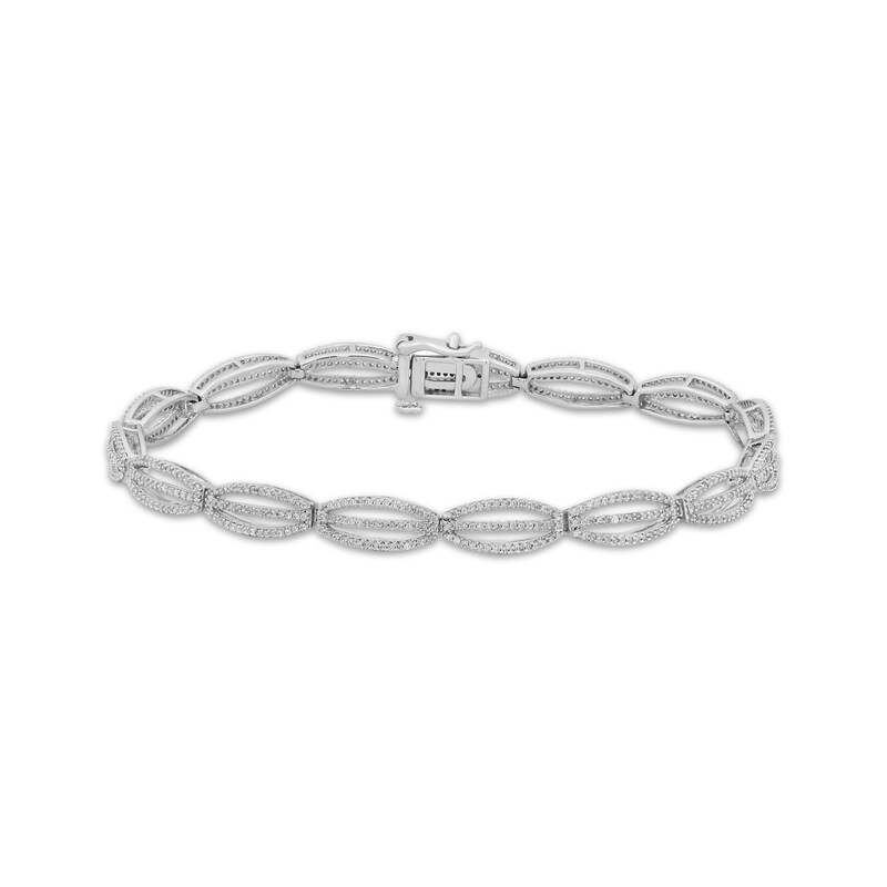 Main Image 1 of Diamond Boat Link Bracelet 1 ct tw 10K White Gold 7.25"