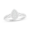 Thumbnail Image 1 of Multi-Diamond Teardrop Halo Promise Ring 1/10 ct tw Sterling Silver