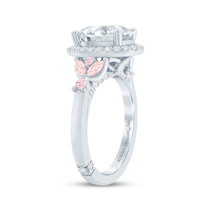 Main Image 2 of Monique Lhuillier Bliss Oval-Cut White & Pink Lab-Grown Diamond Engagement Ring 2-1/2 ct tw 18K White Gold