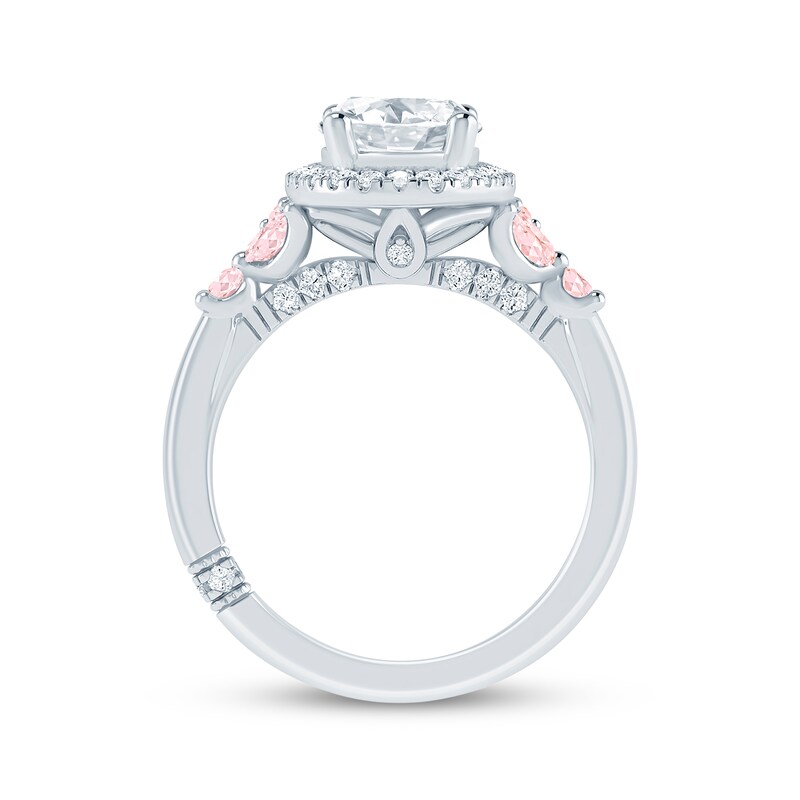 Main Image 3 of Monique Lhuillier Bliss Oval-Cut White & Pink Lab-Grown Diamond Engagement Ring 2-1/2 ct tw 18K White Gold