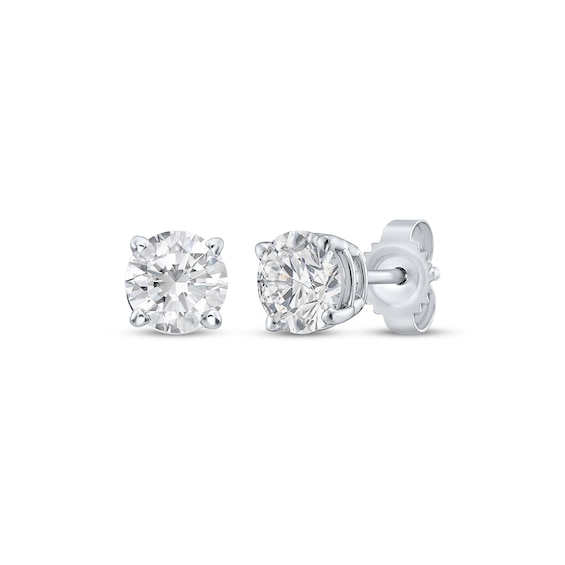 Round-Cut Diamond Solitaire Stud Earrings 7/8 ct tw 10K White Gold (I/I3)