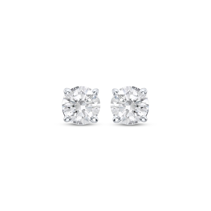 Main Image 2 of Round-Cut Diamond Solitaire Stud Earrings 7/8 ct tw 10K White Gold (I/I3)