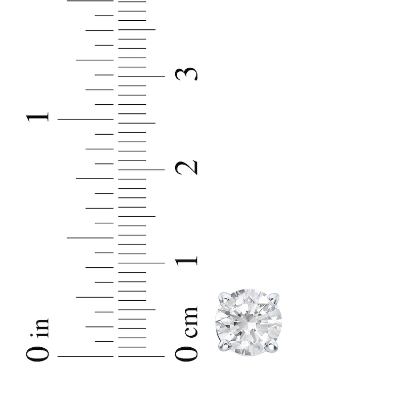 Main Image 5 of Round-Cut Diamond Solitaire Stud Earrings 7/8 ct tw 10K White Gold (I/I3)