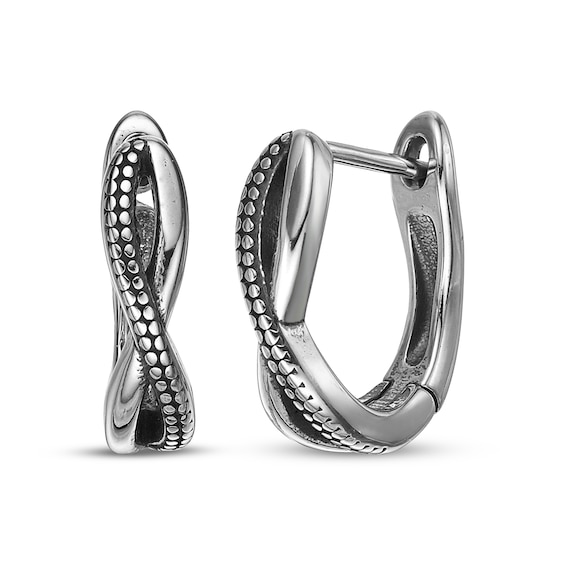 Men's Dot Twist Hoop Earrings Stainless Steel & Black Ion Plating