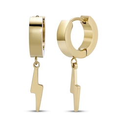 Men's Lightning Dangle Hoop Earrings Yellow Ion-Plated Stainless Steel