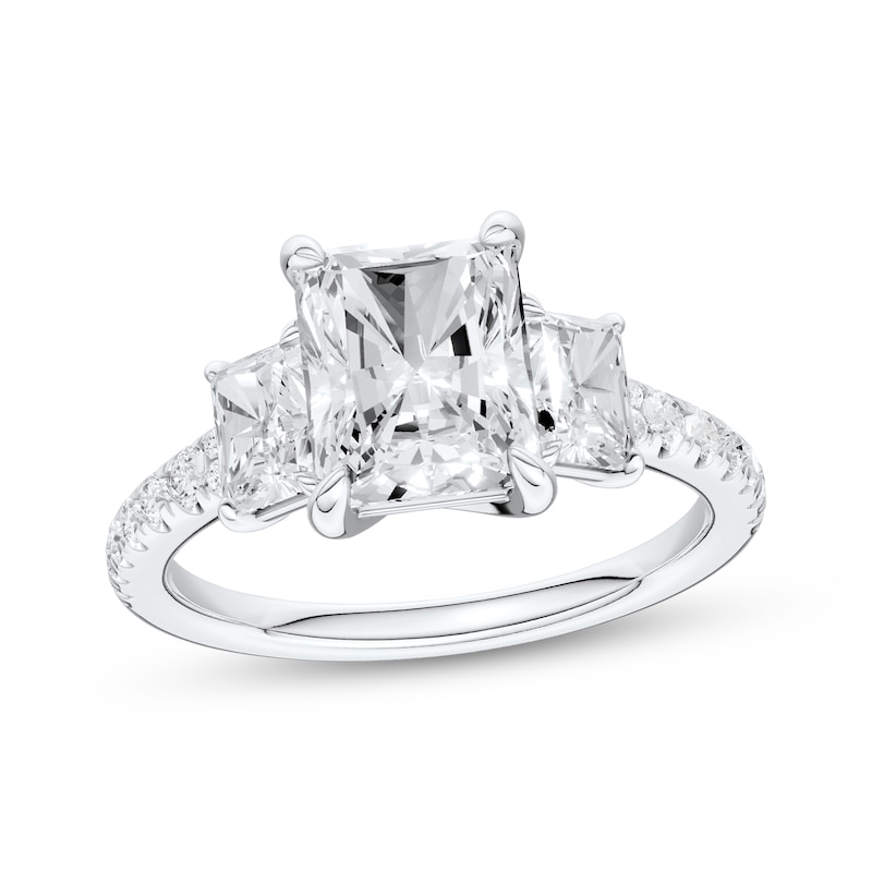 Main Image 1 of Memories Moments Magic Radiant-Cut Lab-Grown Diamond Three-Stone Engagement Ring 3 ct tw 14K White Gold