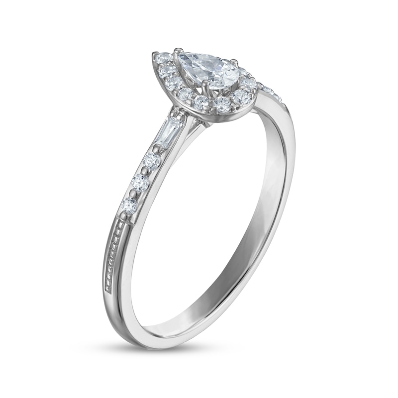 Main Image 2 of Now + Forever Pear-Shaped Diamond Halo Engagement Ring 1/3 ct tw 14K White Gold