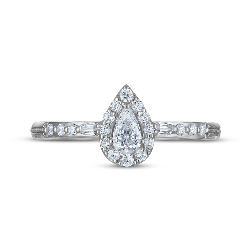Main Image 3 of Now + Forever Pear-Shaped Diamond Halo Engagement Ring 1/3 ct tw 14K White Gold