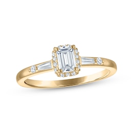 Now + Forever Emerald-Cut Diamond Halo Engagement Ring 5/8 ct tw 14K Yellow Gold