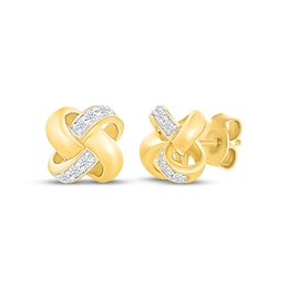 Diamond Knot Mini Stud Earrings 1/15 ct tw 10K Yellow Gold