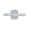 Thumbnail Image 3 of Now + Forever Certified Emerald-Cut Diamond Halo Engagement Ring 3/4 ct tw Platinum