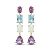 Thumbnail Image 2 of Multi-Shape Amethyst, Lab-Created Opal & Swiss Blue Topaz Drop Earrings 10K Yellow Gold