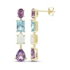 Thumbnail Image 3 of Multi-Shape Amethyst, Lab-Created Opal & Swiss Blue Topaz Drop Earrings 10K Yellow Gold