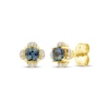 Thumbnail Image 1 of American Blue Sapphire & Diamond Flower Stud Earrings 1/20 ct tw 10K Yellow Gold