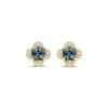 Thumbnail Image 2 of American Blue Sapphire & Diamond Flower Stud Earrings 1/20 ct tw 10K Yellow Gold