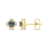 Thumbnail Image 3 of American Blue Sapphire & Diamond Flower Stud Earrings 1/20 ct tw 10K Yellow Gold