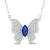Thumbnail Image 1 of Marquise-Cut Blue & White Lab-Created Sapphire Butterfly Necklace Sterling Silver 18"