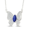 Thumbnail Image 2 of Marquise-Cut Blue & White Lab-Created Sapphire Butterfly Necklace Sterling Silver 18"