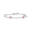 Thumbnail Image 1 of Pink & White Lab-Created Sapphire Sapphire Link Bracelet Sterling Silver 7"