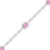 Thumbnail Image 2 of Pink & White Lab-Created Sapphire Sapphire Link Bracelet Sterling Silver 7"