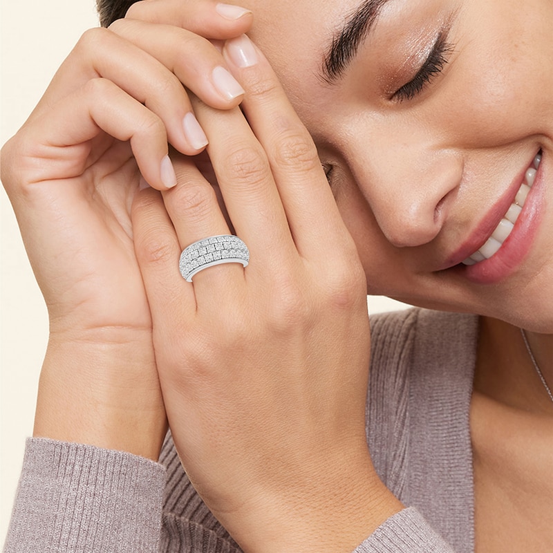 Main Image 5 of Now + Forever Lab-Grown Diamonds Three-Row Anniversary Ring 2 ct tw 14K White Gold