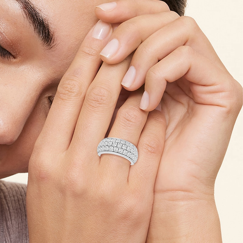 Main Image 6 of Now + Forever Lab-Grown Diamonds Three-Row Anniversary Ring 2 ct tw 14K White Gold