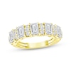 Thumbnail Image 1 of Now + Forever Lab-Grown Diamonds Round & Emerald-Cut Anniversary Ring 2 ct tw 14K Yellow Gold