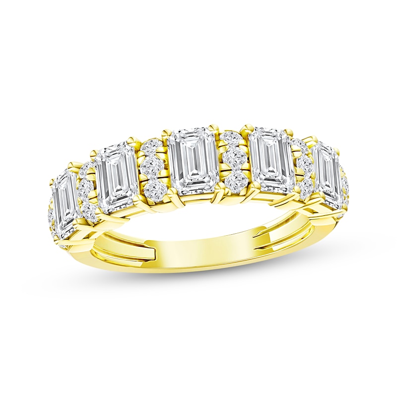 Main Image 1 of Now + Forever Lab-Grown Diamonds Round & Emerald-Cut Anniversary Ring 2 ct tw 14K Yellow Gold
