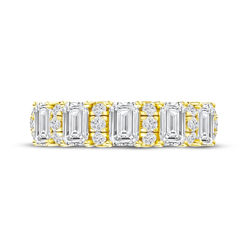 Main Image 4 of Now + Forever Lab-Grown Diamonds Round & Emerald-Cut Anniversary Ring 2 ct tw 14K Yellow Gold