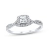 Thumbnail Image 1 of Now + Forever Princess-Cut Diamond Halo Engagement Ring 1/4 ct tw 14K White Gold