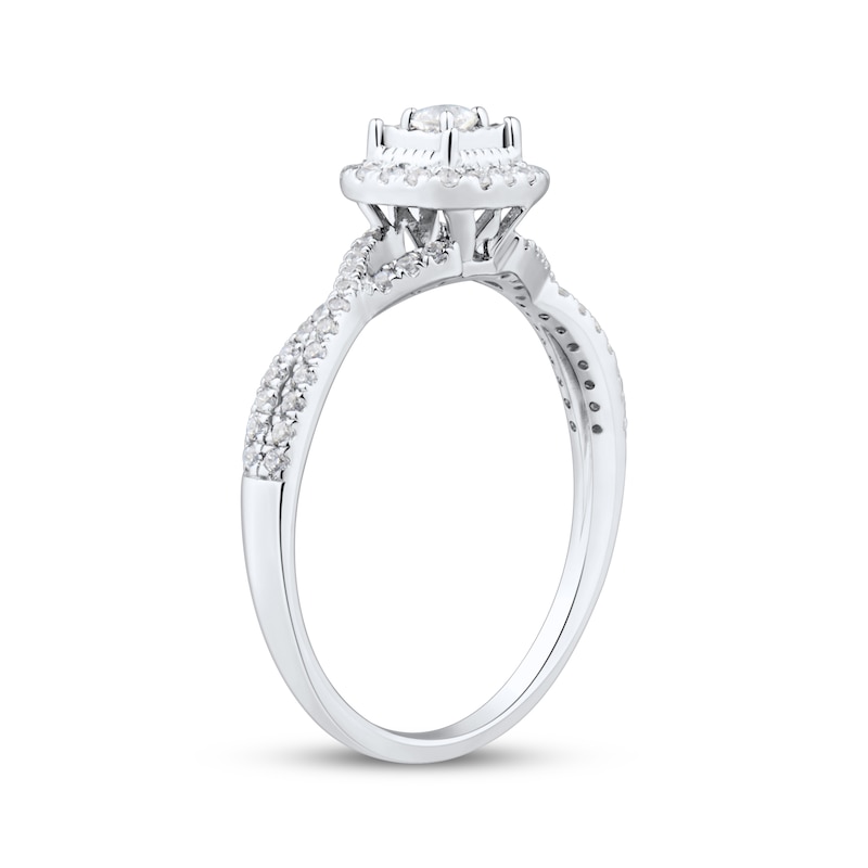 Main Image 2 of Now + Forever Princess-Cut Diamond Halo Engagement Ring 1/4 ct tw 14K White Gold