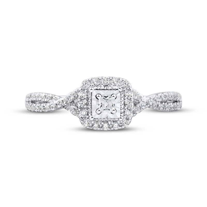 Main Image 3 of Now + Forever Princess-Cut Diamond Halo Engagement Ring 1/4 ct tw 14K White Gold