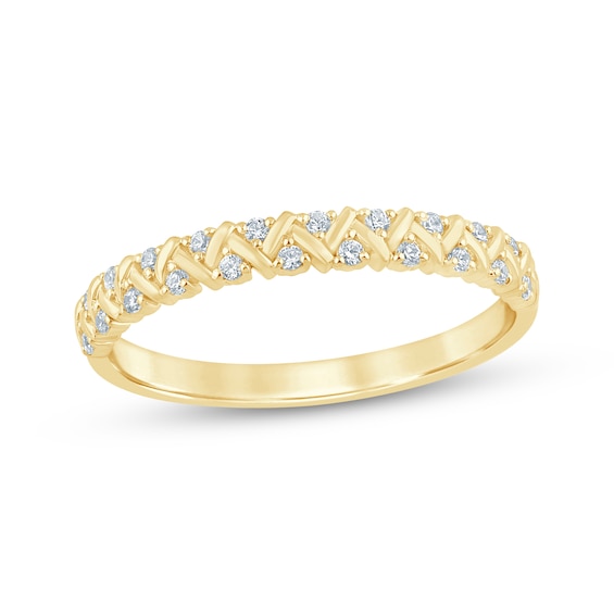 Now + Forever Diamond Crisscross Anniversary Ring 1/8 ct tw 14K Yellow Gold