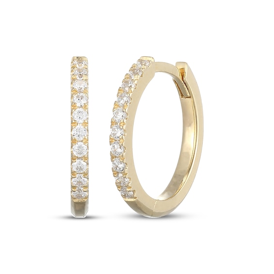 STUDIO BY KAY Round-Cut White Lab-Created Sapphire Huggie Hoop Earrings 24K Yellow Gold Vermeil Sterling Silver