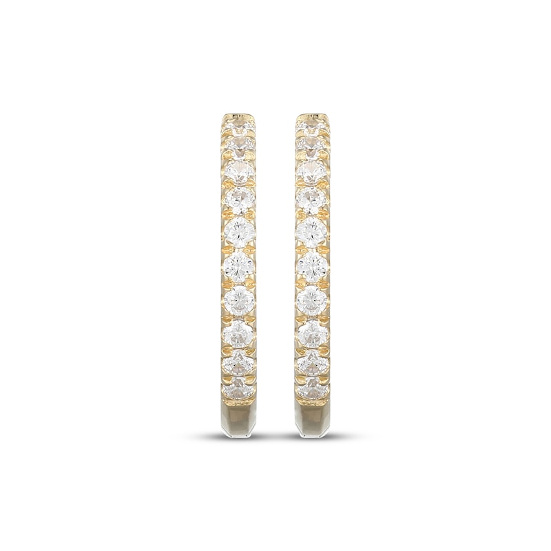 Main Image 2 of STUDIO BY KAY Round-Cut White Lab-Created Sapphire Huggie Hoop Earrings 24K Yellow Gold Vermeil Sterling Silver