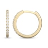 Thumbnail Image 3 of STUDIO BY KAY Round-Cut White Lab-Created Sapphire Huggie Hoop Earrings 24K Yellow Gold Vermeil Sterling Silver