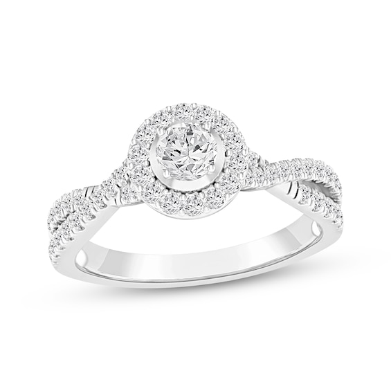 Now + Forever Round-Cut Diamond Halo Engagement Ring 3/4 ct tw 14K White Gold