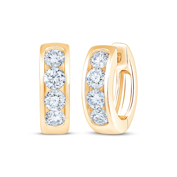 KAY Lab-Grown Diamonds Channel-Set Hoop Earrings 1 ct tw 10K Yellow Gold