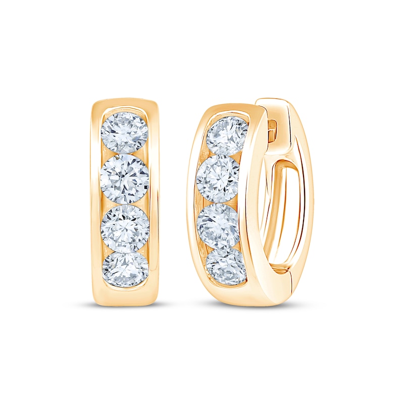 Main Image 1 of KAY Lab-Grown Diamonds Channel-Set Hoop Earrings 1 ct tw 10K Yellow Gold